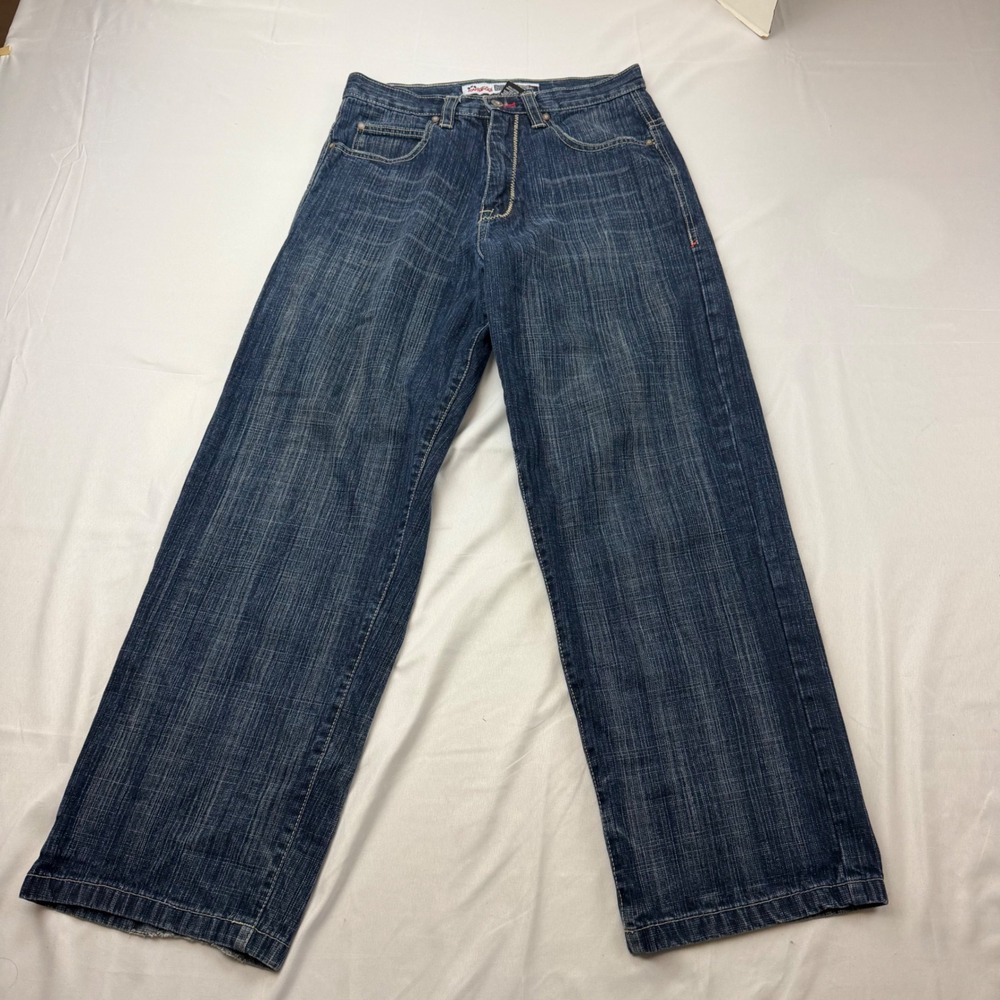 Southpole Jeans Men 30 x 30 Blue Baggy Relaxed Fit Embroidered Streetwear Denim